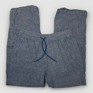 Athleta Retreat 100% Linen Pants Women’s Size 8 Blue High Rise Wide Leg Pull On